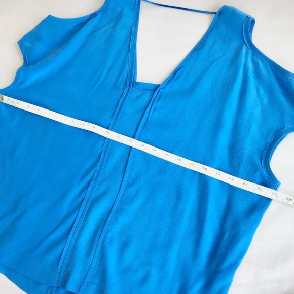 Cut25 Yigal Azrouel Women 4 Silk Cutout Blue silk top cold shoulder short sleeve - Picture 7 of 8